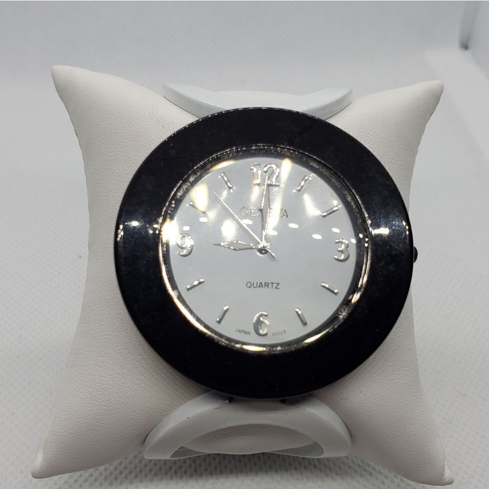 Geneva Black & White Modern Circle Watch - Picture 2 of 6